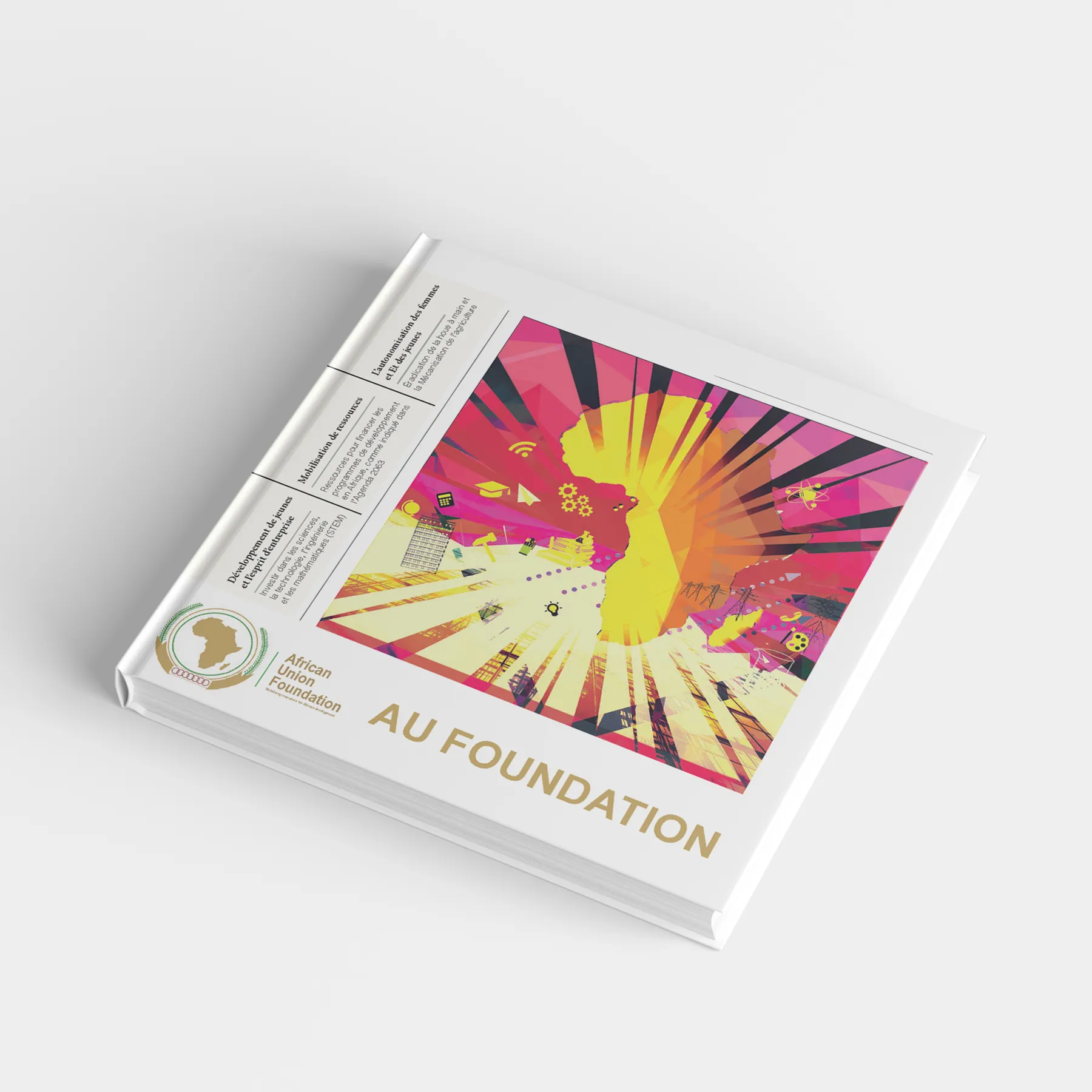 French cover mockups for the African Union Foundation annual report