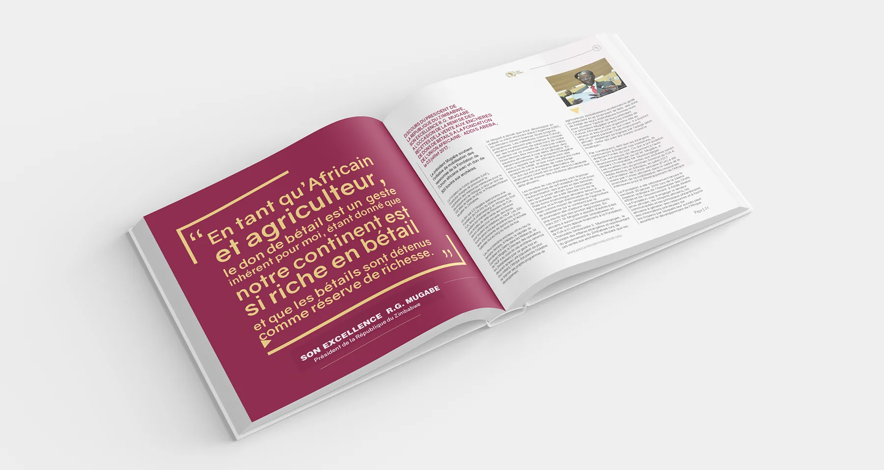 French-language African Union Foundation annual report interior spread